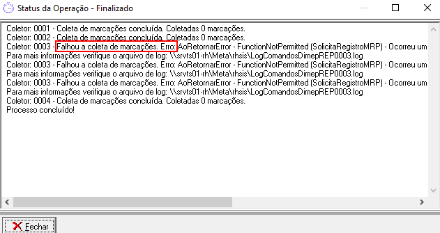 Falhou a Coleta de Marcações Marcações Não Foram Coletadas Metadados