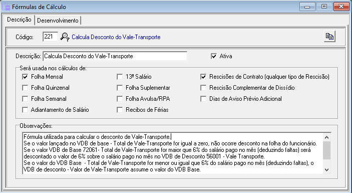 Leitura Da Fórmula De Cálculo De Vale Transporte Na Folha De Pagamento Metadados 0166